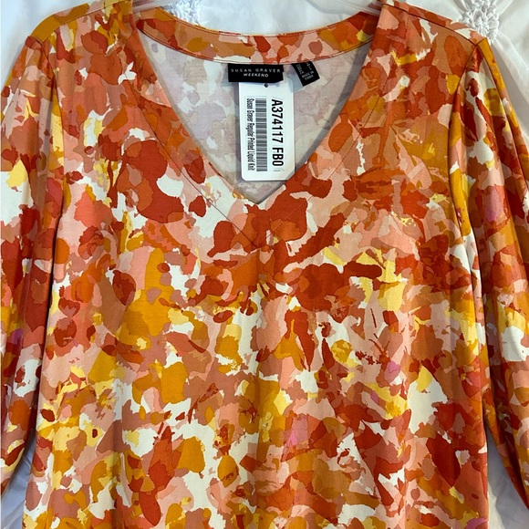 NWT Susan Graver Gold Print Tunic Top- Medium - Picture 5 of 8